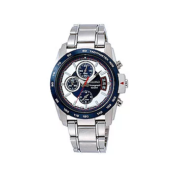 SEIKO 競速引擎鬧鈴計時賽車錶(炫藍)