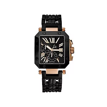 Gc 榮耀紳士都會計時腕錶(鋼帶-黑金)~SWISS MADE