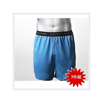 【ELLE HOMME】吸濕排汗平口褲《3件組》藍色XL