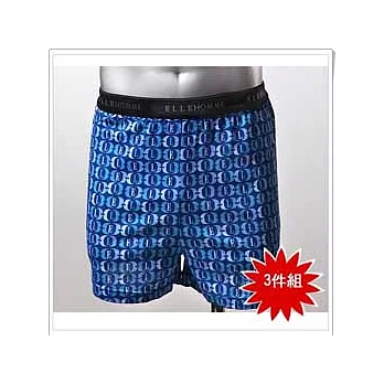 【ELLE HOMME】 時尚印花平口褲＜3件組＞藍色L