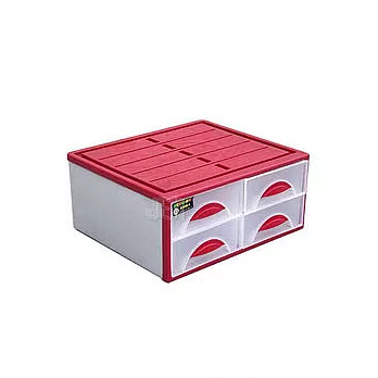 《空間達人》抽屜收納整理箱 (26L)2入 -紅色