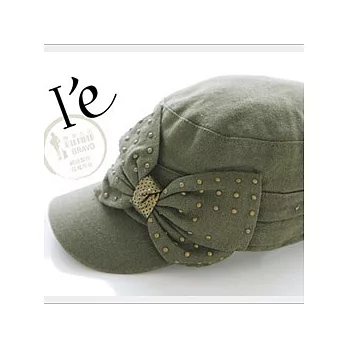 【I’e帽子專賣店】甜美陽光女孩。定番款蝴蝶結鴨舌帽。_深綠色