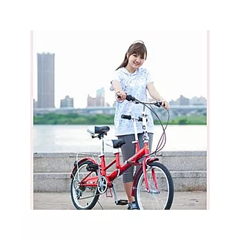 【日系生活】20吋Shimano 6段變速親子折疊自行車(紅)