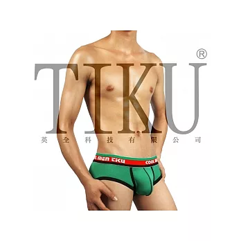 TIKU 梯酷 ~ 透氣交織棉 寬版 超激凸三角男內褲 - 綠(QN1869-XL)