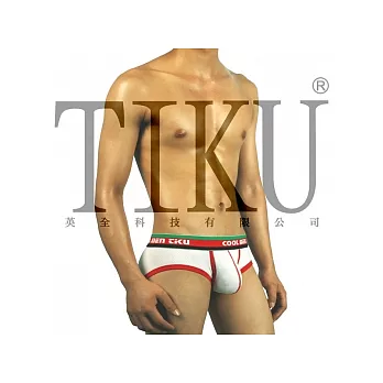 TIKU 梯酷 ~ 透氣交織棉 寬版 超激凸三角男內褲 - 白(WN1869-XL)