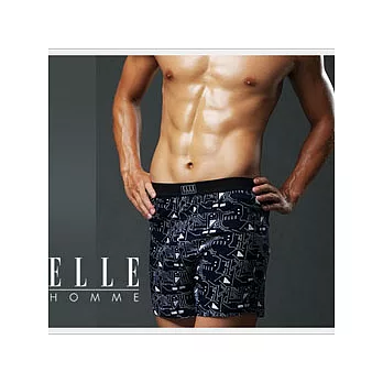 ELLE HOMME 時尚幾何圖線條印花平口褲《超值3件組》丈青色_L