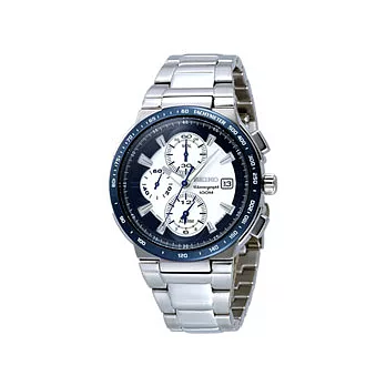 SEIKO 三眼計時鬧鈴腕錶(藍)