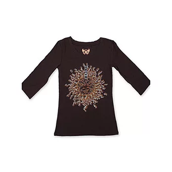 COW女裝-壞太陽七分袖T(棕)-M