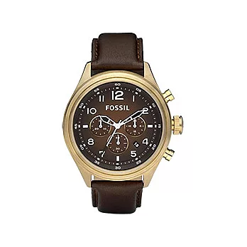 FOSSIL 精湛都會三眼時尚腕錶(咖啡)