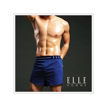 ELLE HOMME時尚印花平口褲《超值3件組》黑藍色_XL