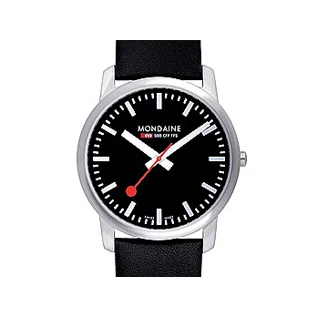 瑞士國鐵41mm藍寶石水晶薄型腕錶-黑