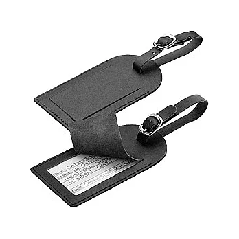 《GO TRAVEL》Labels 皮革行李掛牌組(黑2入)