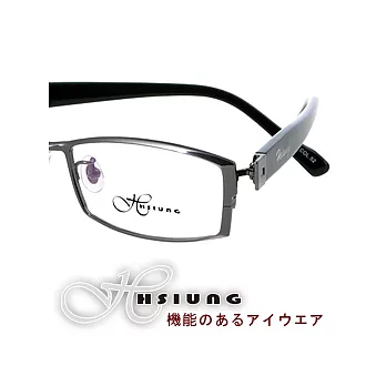 日本HSIUNG光學眼鏡 - 設計紳士風#金屬灰-黑c52