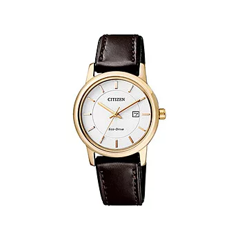 CITIZEN 極簡優雅光動能時尚腕錶(皮帶款-金框/小)