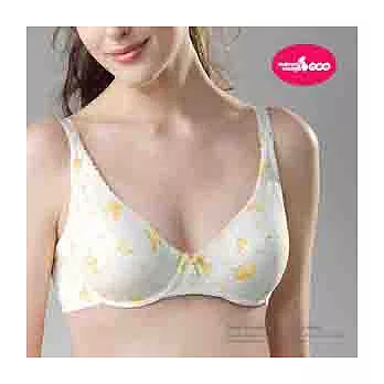 六甲村純棉軟鋼圈哺乳胸罩鵝黃印花85B