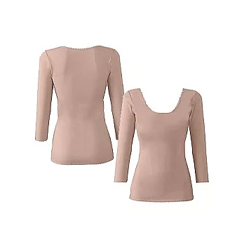 日本高保溫超薄遠赤羊毛內衣(8分袖)-粉膚色男M