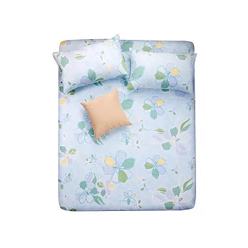 織眠坊《花漾-藍》台灣精製純棉加大三件式床包組