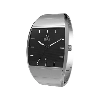 OBAKU 古典品味酒桶型紳士腕錶(黑)