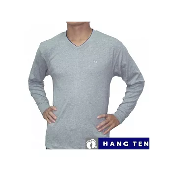 【HANG TEN】時尚精典型男純棉彩色V領長袖上衣~黑淺灰~M~2件組