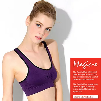 魔法e裳＊B010-2【雙色挖背運動內衣】無鋼圈3D超彈力*舒適貼身*居家休閒有氧韻律瑜珈(白色附魔