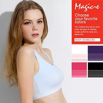 魔法e裳＊B060-2【條紋運動內衣】無縫3D超彈力*居家休閒有氧韻律瑜珈舞蹈(黑灰條紋附魔法胸墊)