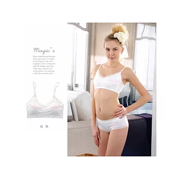 魔法e裳＊B069-2【蕾 絲繡花內衣組】無鋼圈設計*無縫3D超彈力托胸*舒適貼身無束縛感(白色附三角