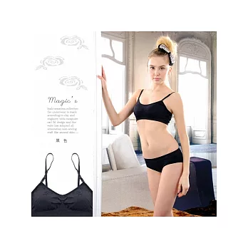 魔法e裳＊B070-2【細肩帶玫瑰內衣組】無鋼圈設計*無縫3D超彈力托胸*舒適貼身無束縛感(黑色附魔