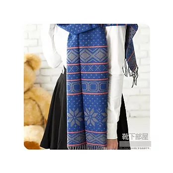 【靴下部屋】北歐雪花˙加長版披肩圍巾-法藍