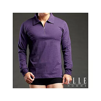 ELLE HOMME 男POLO長袖衫-氣質紳士風 (紫色)_M