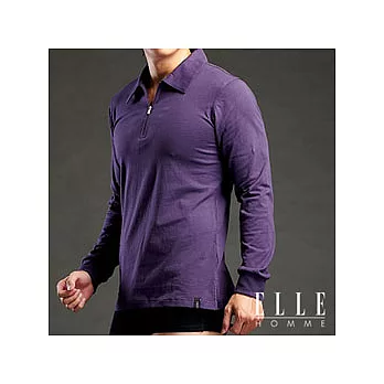 ELLE HOMME 男POLO長袖衫-氣質紳士風 (紫色)_L