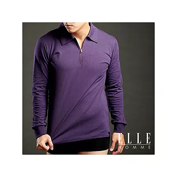 ELLE HOMME 男POLO長袖衫-氣質紳士風 (紫色)_XL