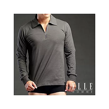 ELLE HOMME 男POLO長袖衫-氣質紳士風 (灰色)_M
