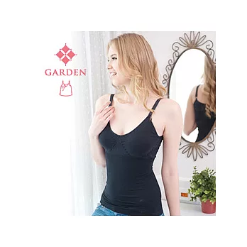 GARDEN 輕塑身一體成型細肩帶哺乳背心-黑色-S/M