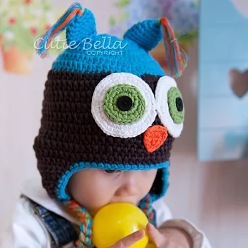 Cutie Bella手工編織帽Owl-Aqua/Brown