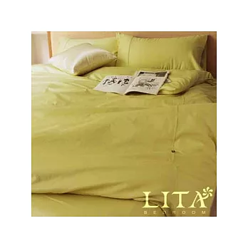 LITA麗塔【玩色-芥黃】加大四件式純棉薄被套床包組