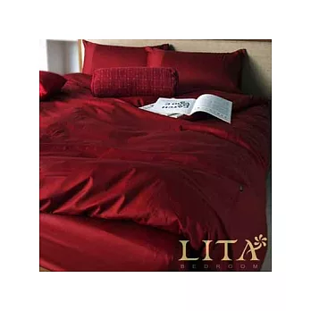 LITA麗塔【玩色-暗紅】加大四件式純棉薄被套床包組