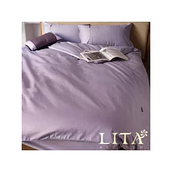 LITA麗塔【玩色-粉紫】加大四件式純棉薄被套床包組