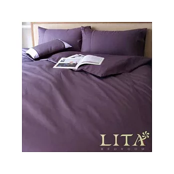 LITA麗塔【玩色-中紫】加大四件式純棉薄被套床包組