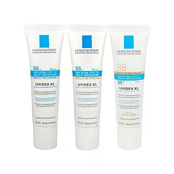 LA ROCHE-POSAY理膚寶水 全護臉部清爽防曬液SPF50 PPD18 PA+++(30ml) 自然+BB霜