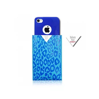 INNEXT DELICATE for iPhone 4S/4 超細纖維保護套-豹紋藍/藍殼