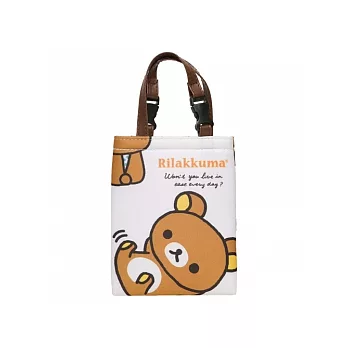 San-X 懶熊布面數位收納提袋。懶熊悠閒
