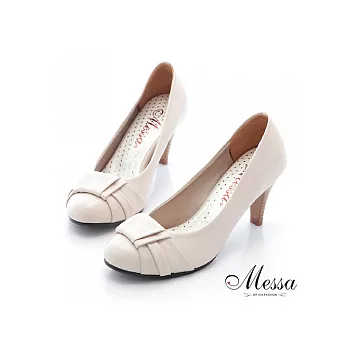 【Messa米莎】(MIT)簡約質感內真皮高跟包鞋-米色-38