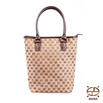 【GUSO】 經典流行時尚手提包/肩背包/水桶包 台灣MIT製造 防潑水/大容量(8021)咖啡色帆布