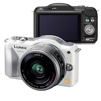 Panasonic GF5+14mm F2.5+14-42mm雙鏡組(平輸中文) -加送SDHC16G+專用鋰電池+專用攝影包+大吹球清潔組+保護貼黑