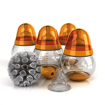義大利mOmma PP防脹氣不倒翁學習奶瓶禮組 / 橘色