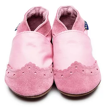 英國製Inch Blue，真皮手工學步鞋禮盒-Brogue-Baby Pink(12~18M)