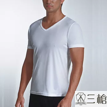【三槍牌】時尚型男經典吸濕排汗彩色V領短袖上衣~3件組M丈青灰白