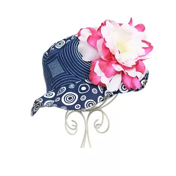 jamie rae hats 粉紅遮陽帽-海軍藍普普牡丹M
