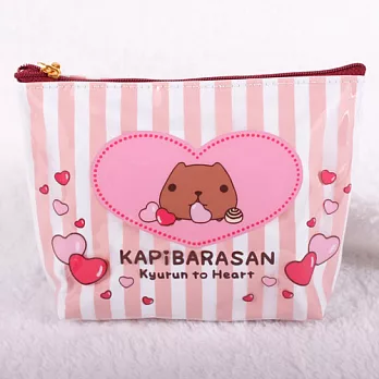 Kapibarasan 水豚君愛心印花萬用包粉