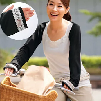 《TOMA》防曬披肩式蕾絲手袖黑